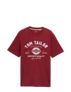 Logo Tee Tops T-shirts Short-sleeved Burgundy Tom Tailor