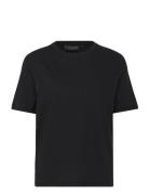 Linen Blend Boxy Tee Tops T-shirts & Tops Short-sleeved Black Lexingto...