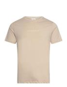 Lindbergh Print Tee S/S Tops T-shirts Short-sleeved Cream Lindbergh