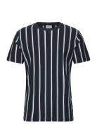 Striped Piqué Tee S/S Tops T-shirts Short-sleeved Navy Lindbergh