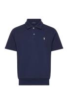 Loopback Fleece Polo-Collar Sweatshirt Tops Polos Short-sleeved Navy P...