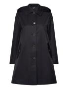 Hooded Cotton-Blend Balmacaan Coat Ohut Pitkä Takki Black Lauren Ralph...