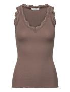 Rwbeatha Sl V-Neck Lace Top Tops T-shirts & Tops Sleeveless Brown Rose...