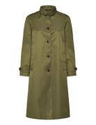 Cotton-Blend Balmacaan Coat Ohut Pitkä Takki Khaki Green Lauren Ralph ...