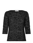 Rwdelicia 2/4 Boatneck T-Shirt Tops T-shirts & Tops Long-sleeved Black...