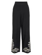 Vipolene Hw Pants Bottoms Trousers Straight Leg Black Vila