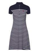 Striped Stretch-Mesh Polo Shirtdress Polvipituinen Mekko Navy Polo Ral...