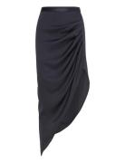 Tilda Silk Skirt Polvipituinen Hame Navy Ahlvar Gallery