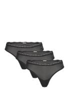 Thong 3Pk Stringit Alusvaatteet Black Calvin Klein