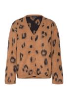 Fluffy Knit Cardigan Tops Knitwear Cardigans Brown Monki