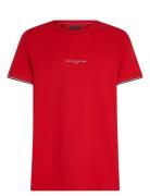 Tommy Logo Tipped Tee Tops T-shirts Short-sleeved Red Tommy Hilfiger