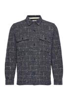 Akoscar Boucle Overshirt Tops Overshirts Navy Anerkjendt