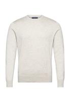 Cotton Silk Crew Tops Knitwear Round Necks Grey Hackett London