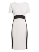 Neoprene Scuba Two Color Dress Polvipituinen Mekko White Calvin Klein