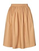 Olga Skirt - Poplin Polvipituinen Hame Beige STUDIO FEDER