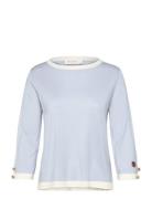 Helen Contrast Top Tops T-shirts & Tops Long-sleeved Blue BUSNEL