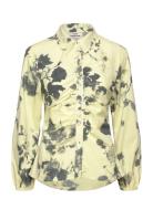 Poplinea Clara Shirt Aop Tops Shirts Long-sleeved Yellow Mads Nørgaard