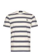 Fine Stripe T-Shirt Tops T-shirts Short-sleeved White Fred Perry