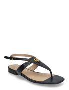 Everley Calfskin Sandal Matalapohjaiset Sandaalit Black Lauren Ralph L...