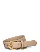 Charm Crosshatch Leather Belt Vyö Beige Lauren Ralph Lauren