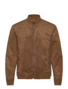 Suede-Effect Bomber Jacket Bombertakki Takki Brown Mango