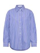 Combined Striped Shirt Tops Shirts Long-sleeved Blue Mango