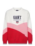 D2. Retro Sheild Knit C-Neck Tops Knitwear Jumpers Multi/patterned GAN...