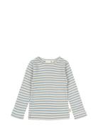 T-Shirt L/S Modal Striped Tops T-shirts Long-sleeved T-shirts Blue Pet...