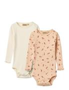 2 Body L/S Regitze Bodies Long-sleeved Pink Wheat