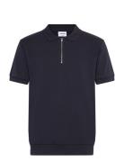 Jersey Pique With. Zip S/S Tops Polos Short-sleeved Navy Lindbergh