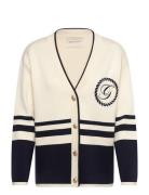 Gant Varsity V-Neck Cardigan Tops Knitwear Cardigans Cream GANT