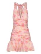 Mave Halter Neck Mini Dress Lyhyt Mekko Pink Bardot