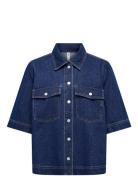 Onlbelle S/S Shirt Dnm Gua Noos Tops Shirts Short-sleeved Navy ONLY