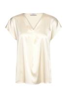 Rwjade Ss Regular Blouse Tops Blouses Short-sleeved Cream Rosemunde