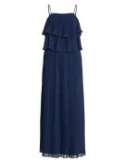 Vichiffan Singlet Pleat Dress - Noos/Dc Maksimekko Juhlamekko Navy Vil...