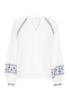 Byjiya Ls Emb Blouse - Tops Blouses Long-sleeved White B.young