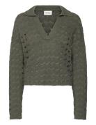 Loose Open-Knit Sweater Tops Knitwear Jumpers Green Monki