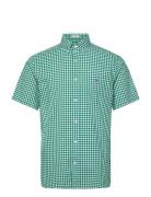 Reg Poplin Gingham Ss Shirt Tops Shirts Short-sleeved Green GANT