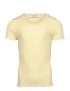 Rkbalta Ss Regular Lace T-Shirt Tops T-shirts Short-sleeved Yellow Ros...