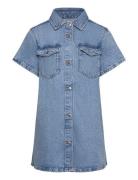 Short Denim Dress Dresses & Skirts Dresses Casual Dresses Short-sleeve...