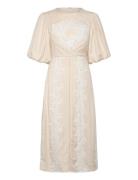 Rudy Embroidered Linen Midi Dress Designers Knee-length & Midi Beige M...