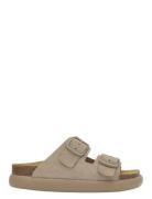 Sl Noelle Chunky Suede Dark Beige Matalapohjaiset Sandaalit Beige Scho...