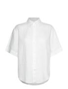 Rel Linen Ss Shirt Tops Shirts Short-sleeved White GANT