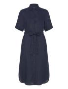 Reg Linen Ss Shirt Dress Polvipituinen Mekko Navy GANT