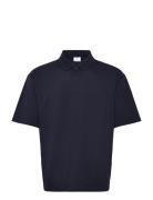 Relaxed-Fit Cotton Piqué Polo Shirt Tops Polos Short-sleeved Navy Mang...