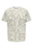 Onsperry Life Reg Leaf Aop Ss Tee Noos Tops T-shirts Short-sleeved Gre...