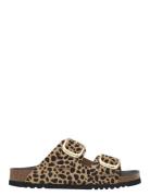 Sl Noelle Leather Leopard Matalapohjaiset Sandaalit Multi/patterned Sc...