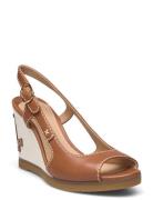 Roni Burnished Leather Sandal Kiilakorkokengät Brown Lauren Ralph Laur...