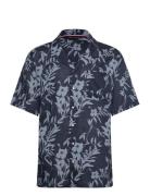 Bowling Shirt Print Tops Shirts Short-sleeved Navy Tommy Hilfiger