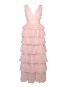 Tulle Frill Gown Maksimekko Juhlamekko Pink Bubbleroom